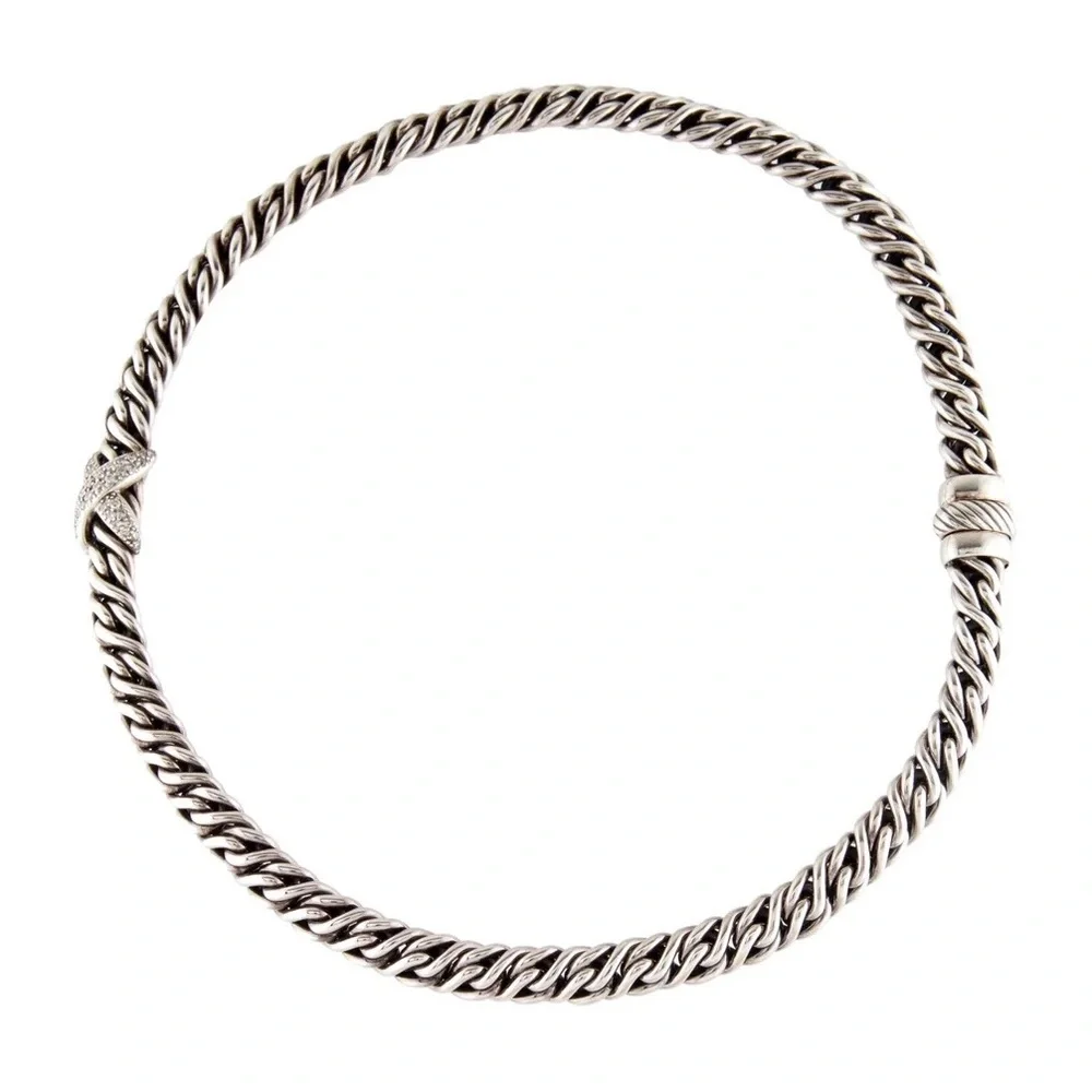 David Yurman Diamond X Vintage Wheat Chain Necklace - Picture 9 of 10